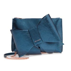 Ted Baker London Aliysa Crackle Bow Leather Clutch